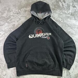 Vtg Y2K Quiksilver Hoodie Mens XL Graphic Logo Surf Skate Pullover